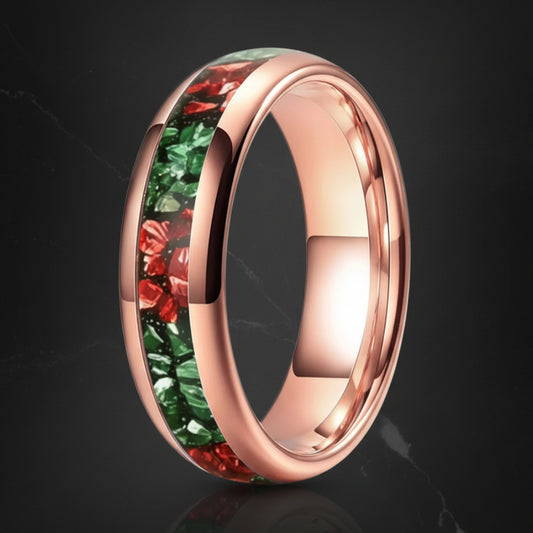 6mm Green and Red Tungsten Ring