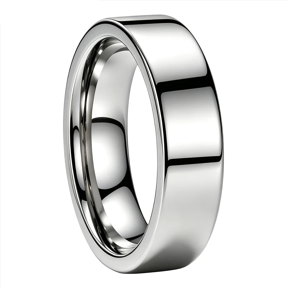 High Polished Flat Tungsten Wedding Band
