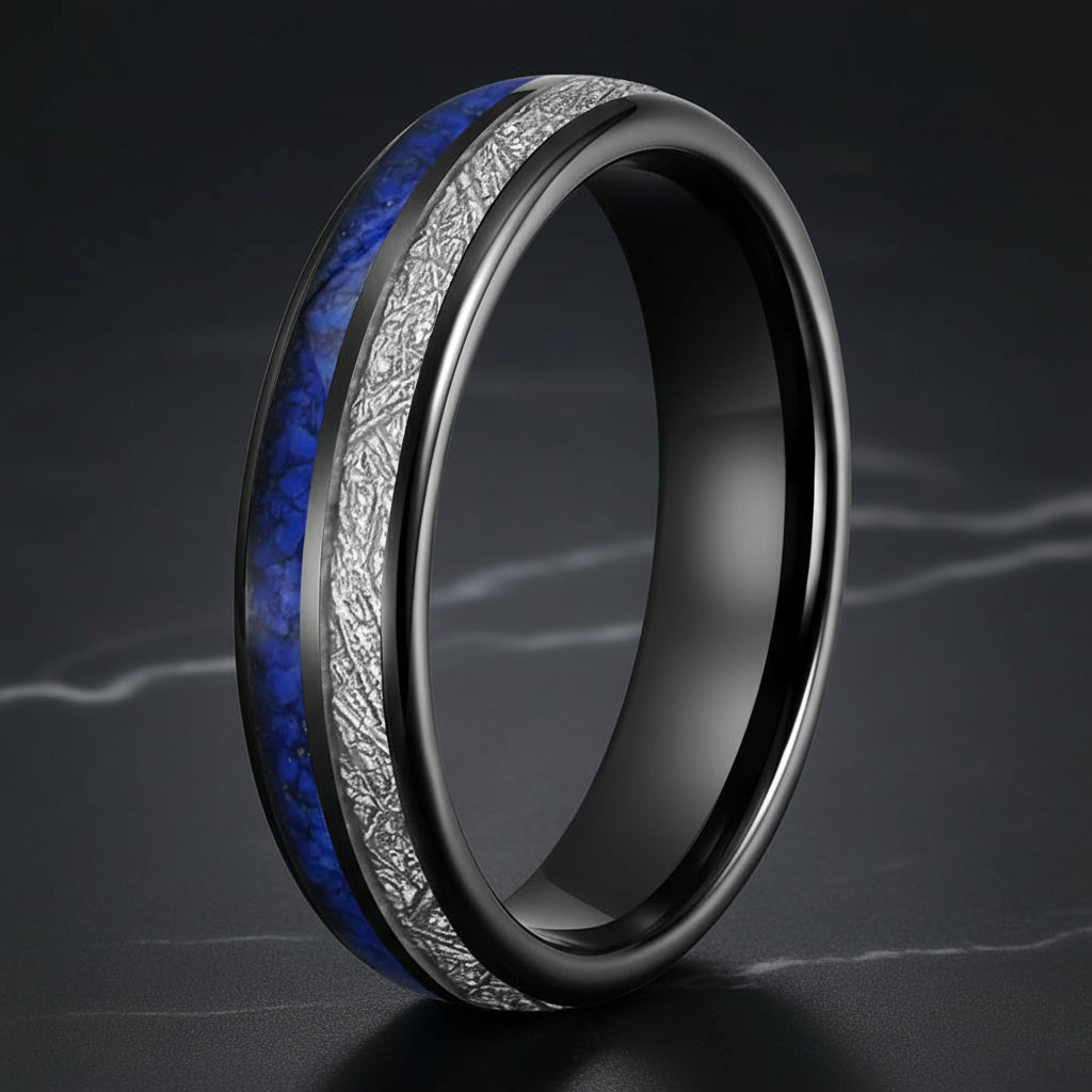 6mm Lapis Lazuli Meteorite Tungsten Ring