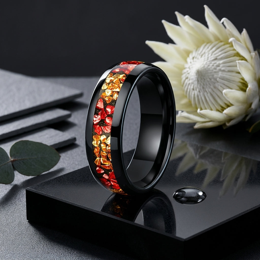6mm Red and Gold Tungsten Ring