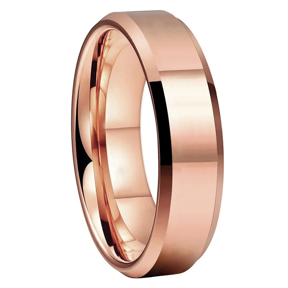 Rose Gold Polished Tungsten Wedding Band