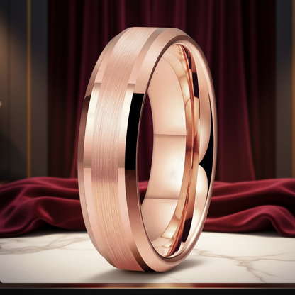 Rose Gold Tungsten Mens Wedding Band