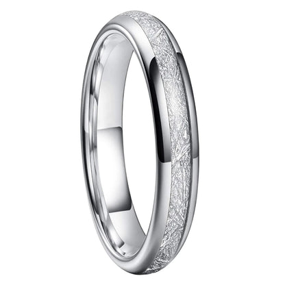 Tungsten Ring with Meteorite Inlay