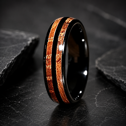 Whiskey Wood Tungsten Wedding Band