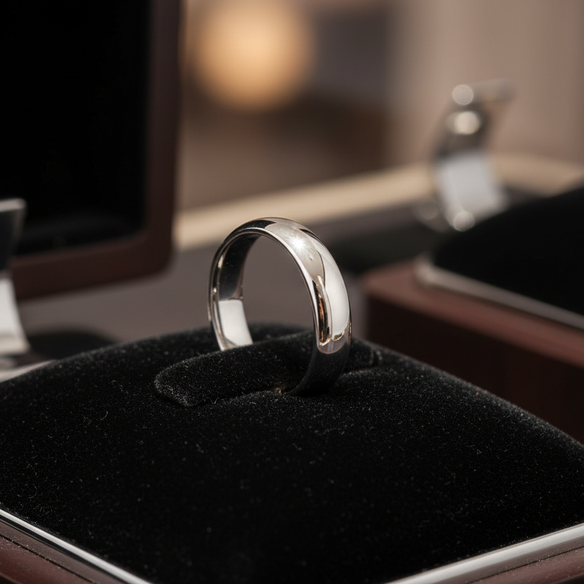 6mm White Tungsten Men’s Wedding Band