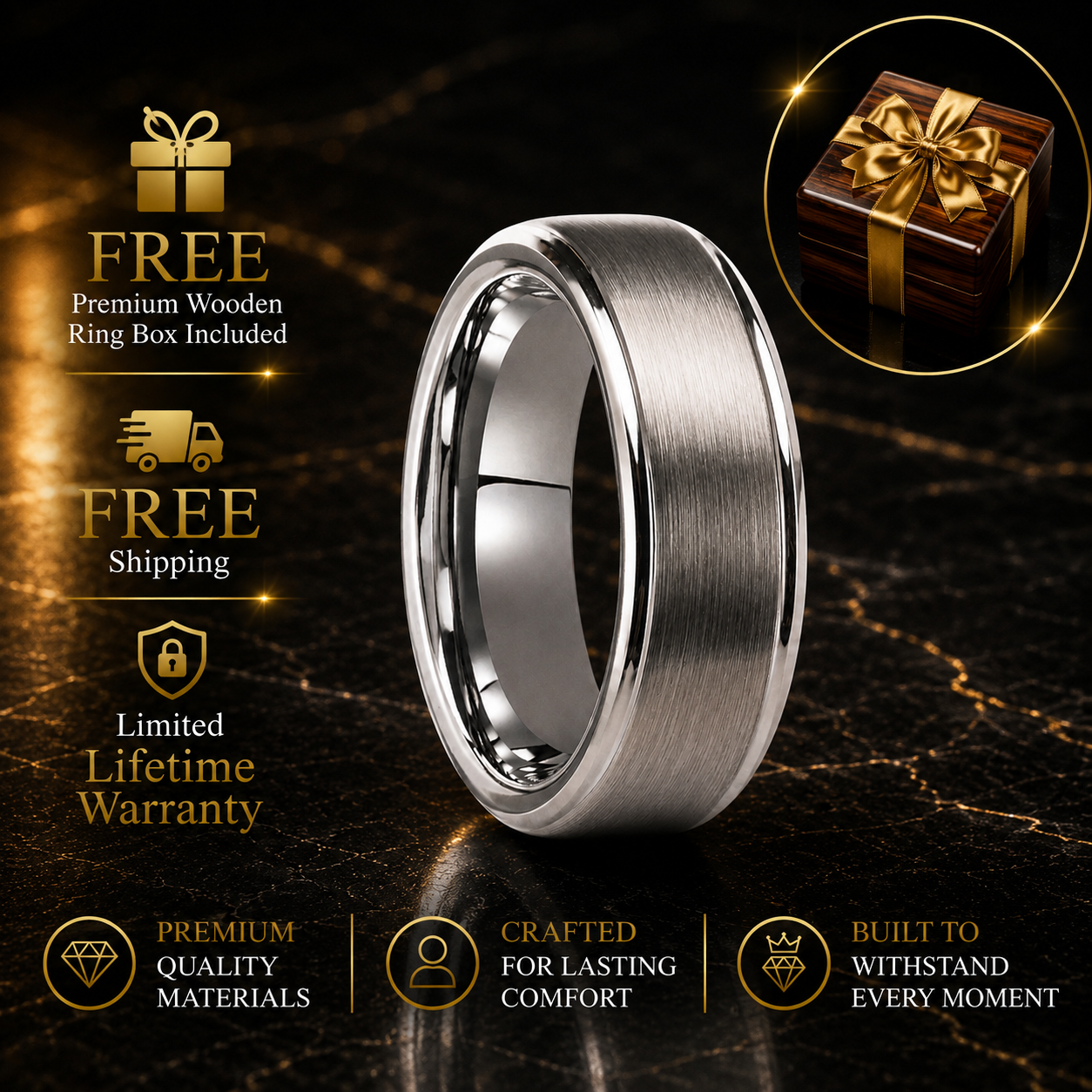 Classic Silver Tungsten Wedding Ring