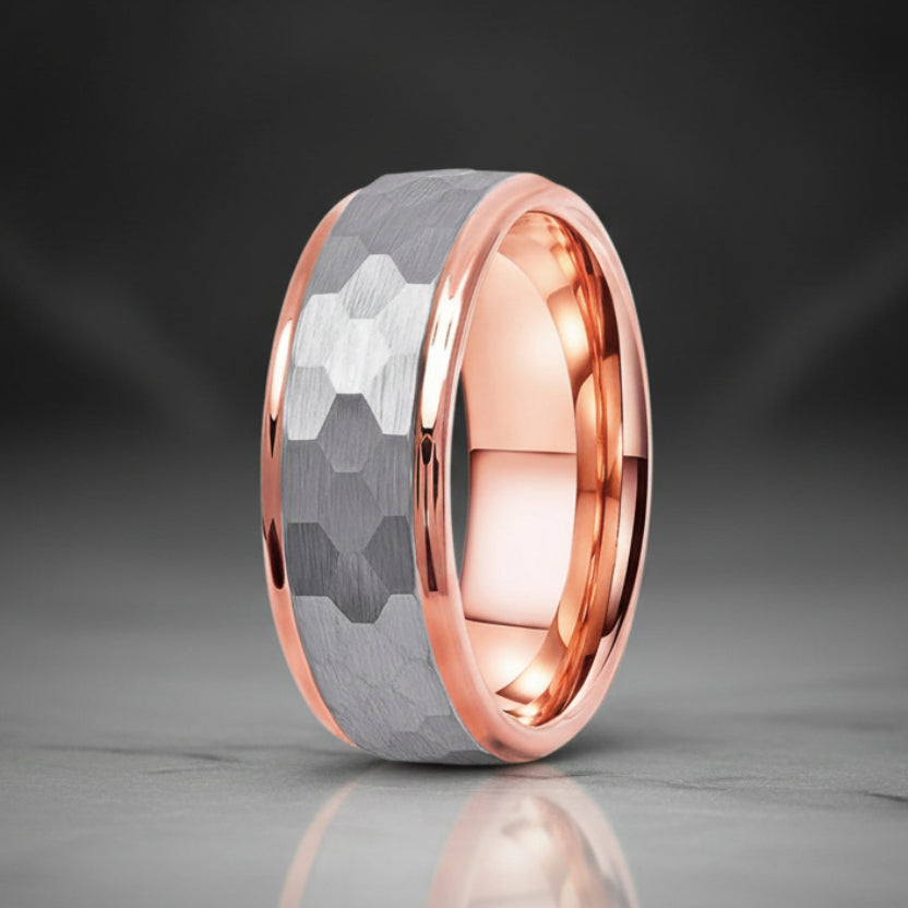 6mm Hammered Tungsten Carbide Ring