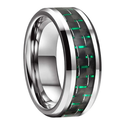 6mm/8mm Beveled Carbon Fiber Tungsten Ring