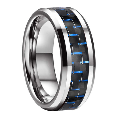 6mm/8mm Beveled Carbon Fiber Tungsten Ring