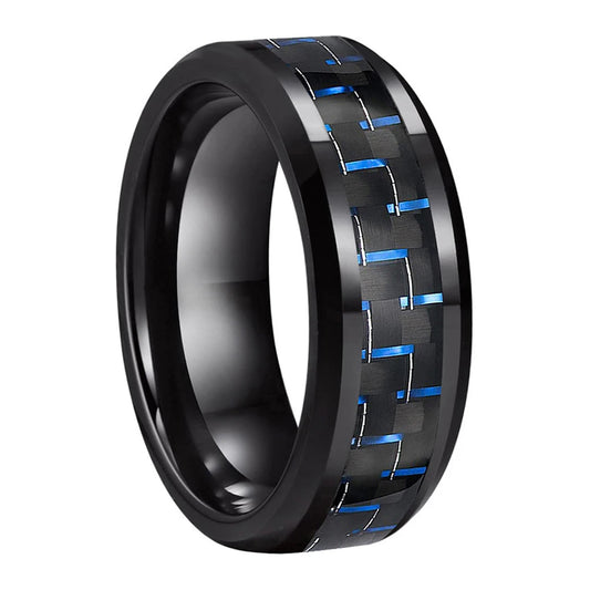 6mm/8mm Beveled Carbon Fiber Tungsten Ring