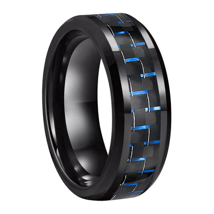 6mm/8mm Beveled Carbon Fiber Tungsten Ring
