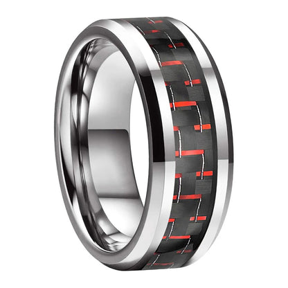 6mm/8mm Beveled Carbon Fiber Tungsten Ring