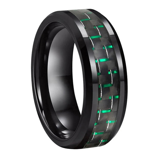 6mm/8mm Beveled Carbon Fiber Tungsten Ring