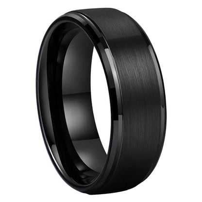 6mm & 8mm Brushed Tungsten Wedding Band – Beveled Edges