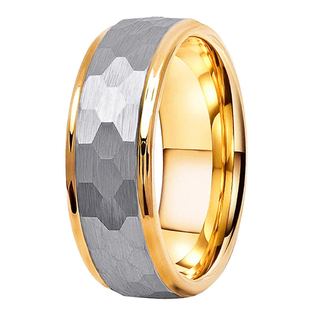 6mm & 8mm Hammered Tungsten Carbide Ring