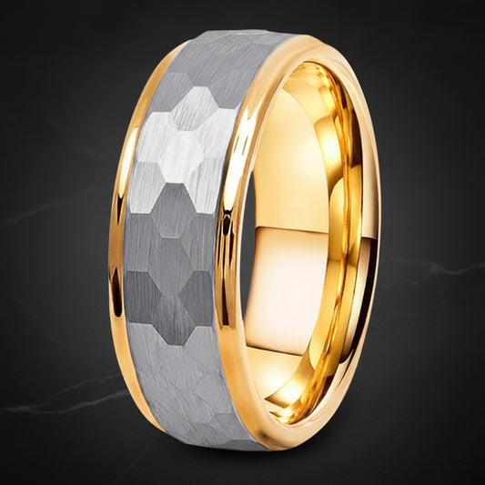 6mm & 8mm Hammered Tungsten Carbide Ring
