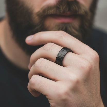 6mm_Black_Hammered_Tungsten_Ring