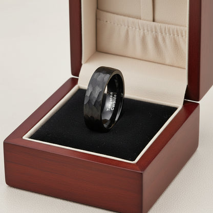 6mm_Black_Hammered_Tungsten_Ring