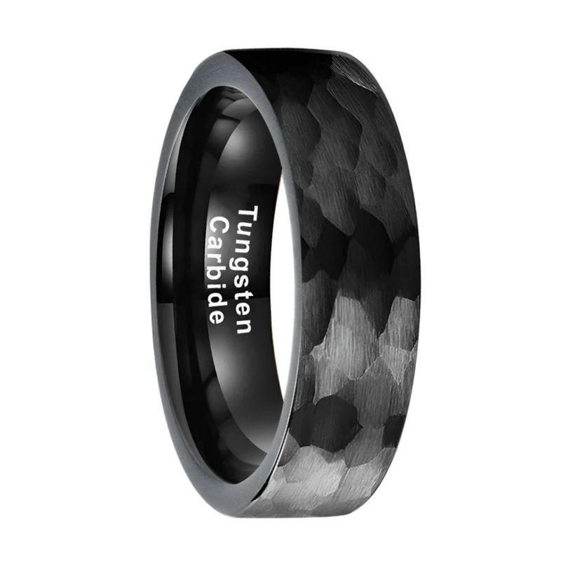 6mm_Black_Hammered_Tungsten_Ring