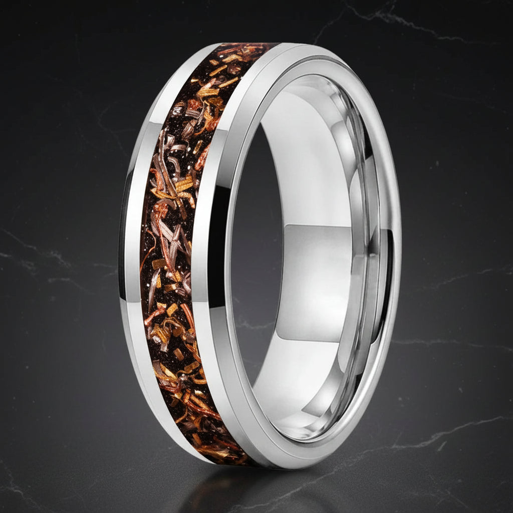 6mm Black Sand Copper Steel Foil Tungsten Ring