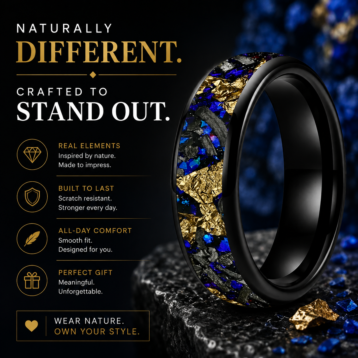 6mm Blue Sandstone Tungsten Ring