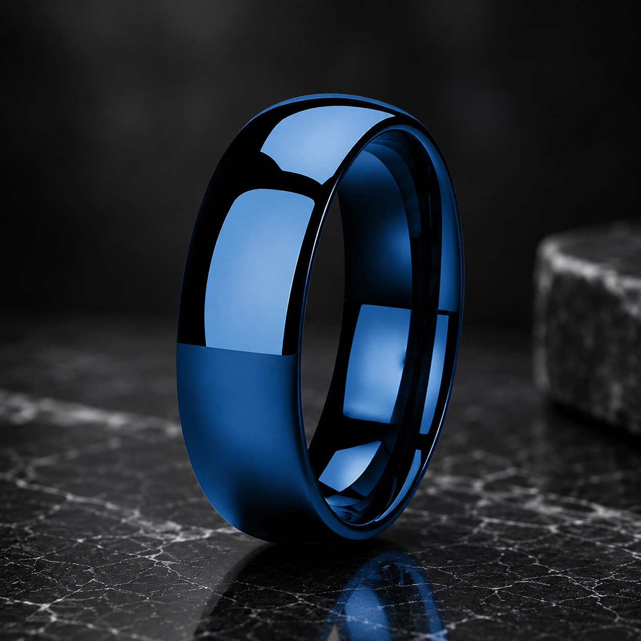 Blue Tungsten Wedding Ring