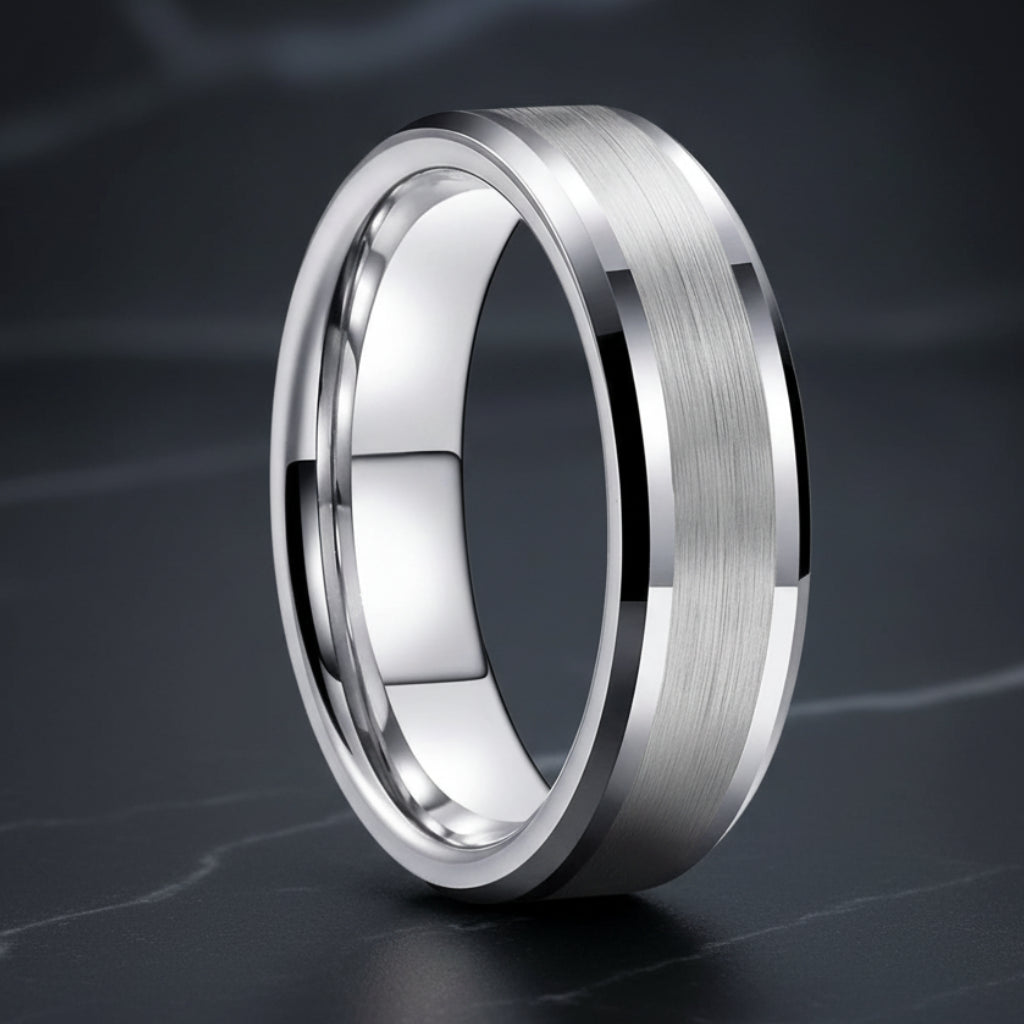 6mm Brushed Tungsten Wedding Band