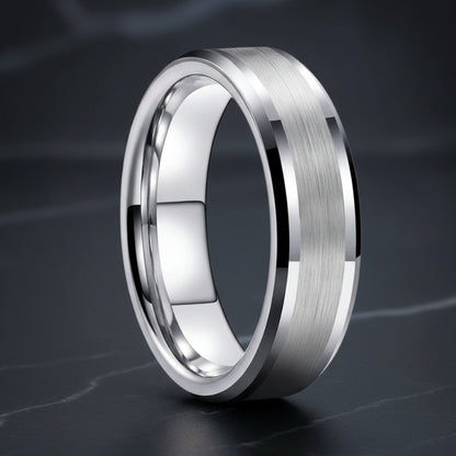 6mm Brushed Tungsten Wedding Band