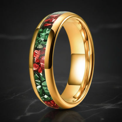 6mm Green and Red Tungsten Ring