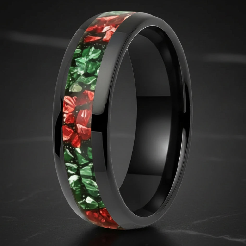 6mm Green and Red Tungsten Ring