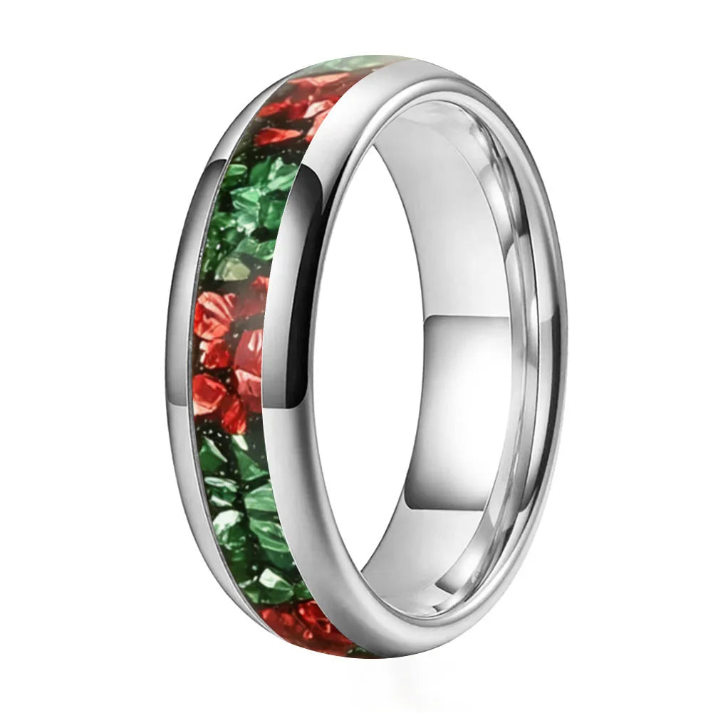 6mm Green and Red Tungsten Ring