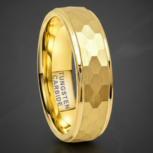 6mm Hammered Tungsten Ring