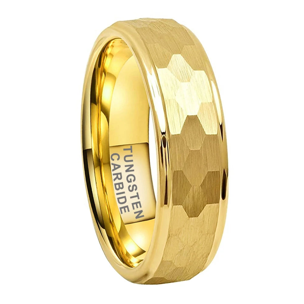 6mm Hammered Tungsten Ring