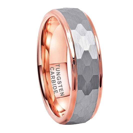 6mm Hammered Tungsten Ring