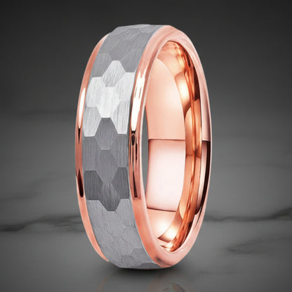 6mm Hammered Tungsten Carbide Ring
