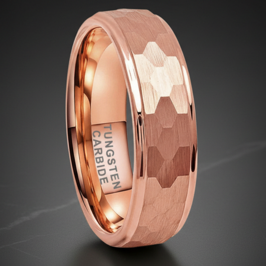 6mm Hammered Tungsten Ring