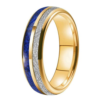 6mm Lapis Lazuli Meteorite Tungsten Ring
