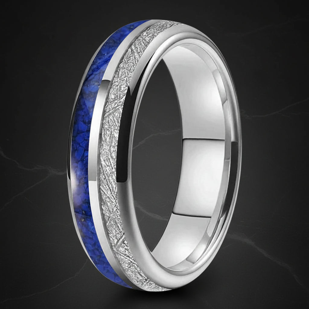 6mm Lapis Lazuli Meteorite Tungsten Ring