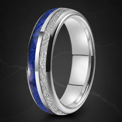 6mm Lapis Lazuli Meteorite Tungsten Ring