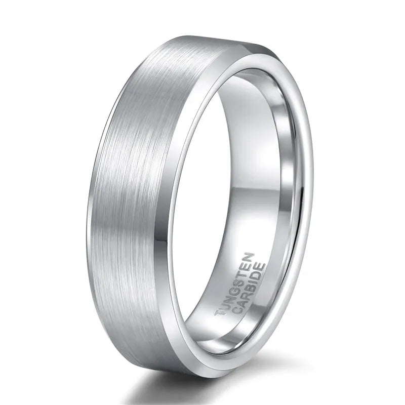 6mm Men silver Tungsten Engagement Ring