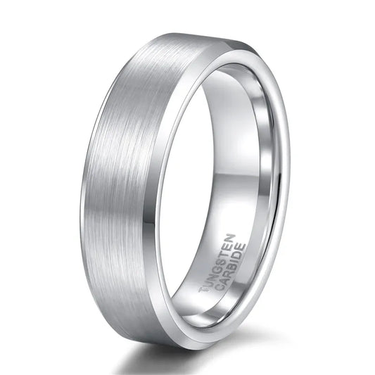 6mm Men silver Tungsten Engagement Ring
