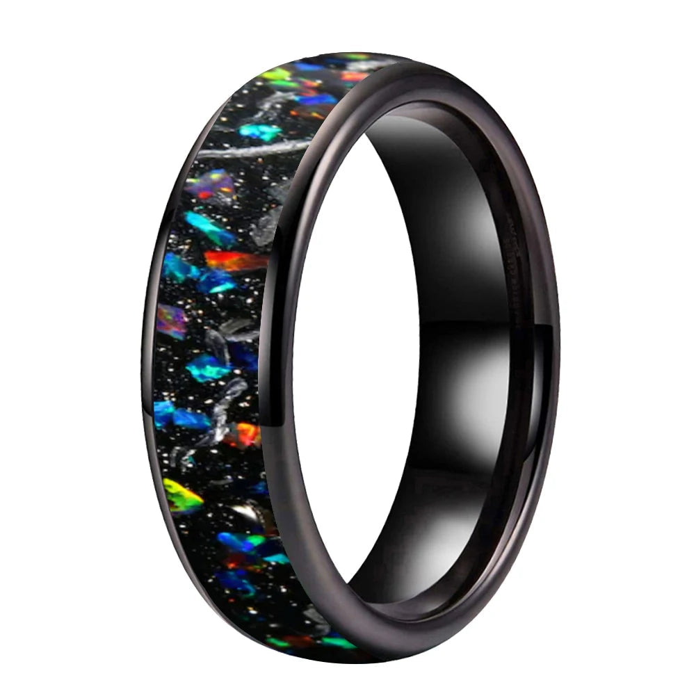 6mm Meteorite Opal Tungsten Ring