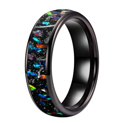 6mm Meteorite Opal Tungsten Ring