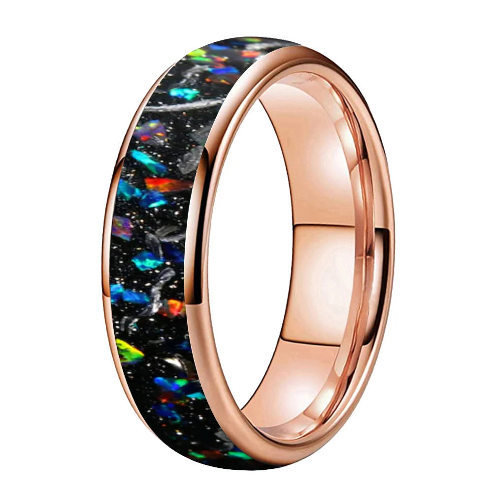6mm Meteorite Opal Tungsten Ring