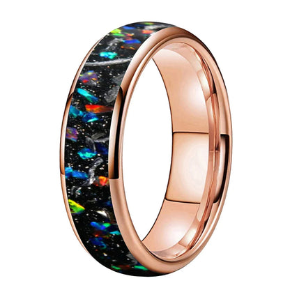 6mm Meteorite Opal Tungsten Ring