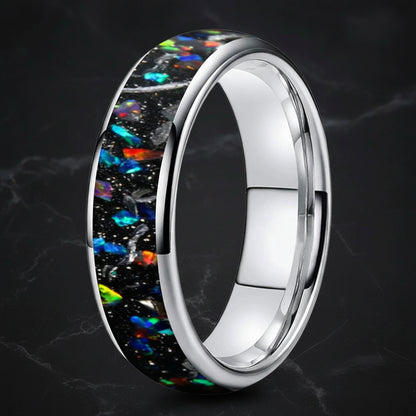 6mm Meteorite Opal Tungsten Ring