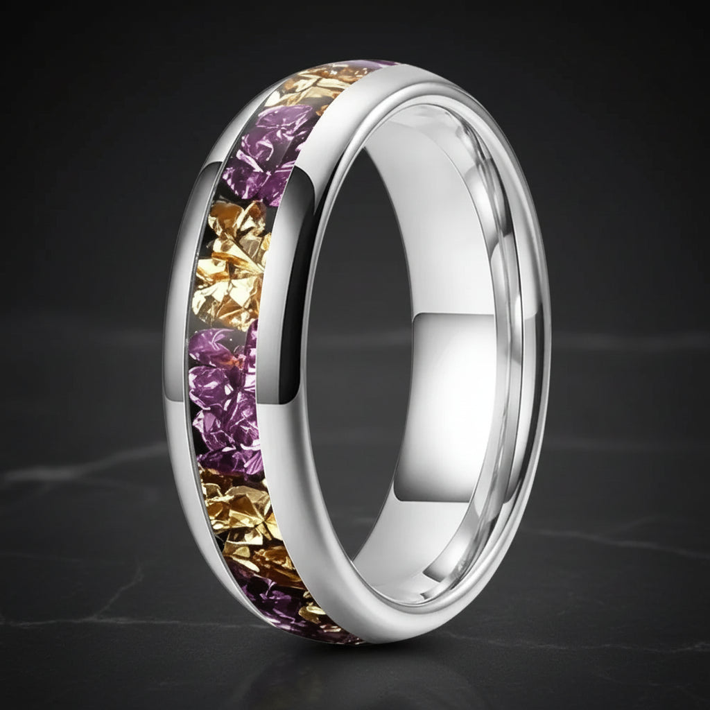 6mm Purple and Gold Tungsten Ring
