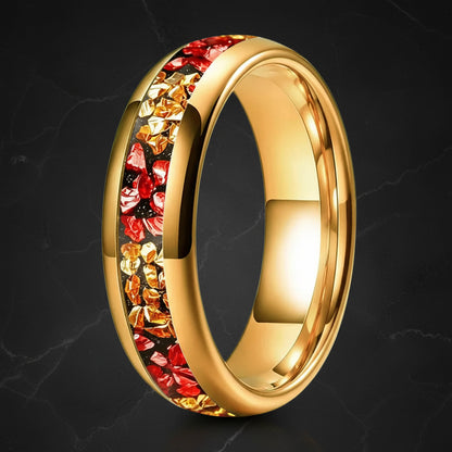 6mm Red and Gold Tungsten Ring