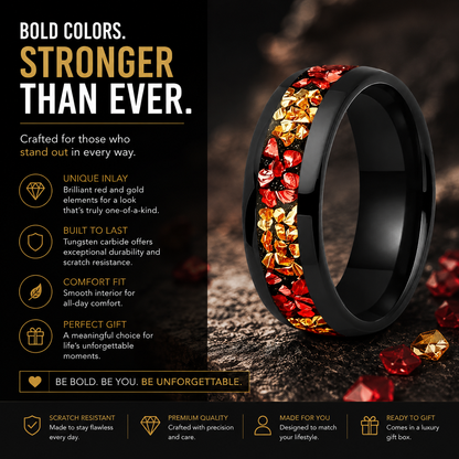 6mm Red and Gold Tungsten Ring