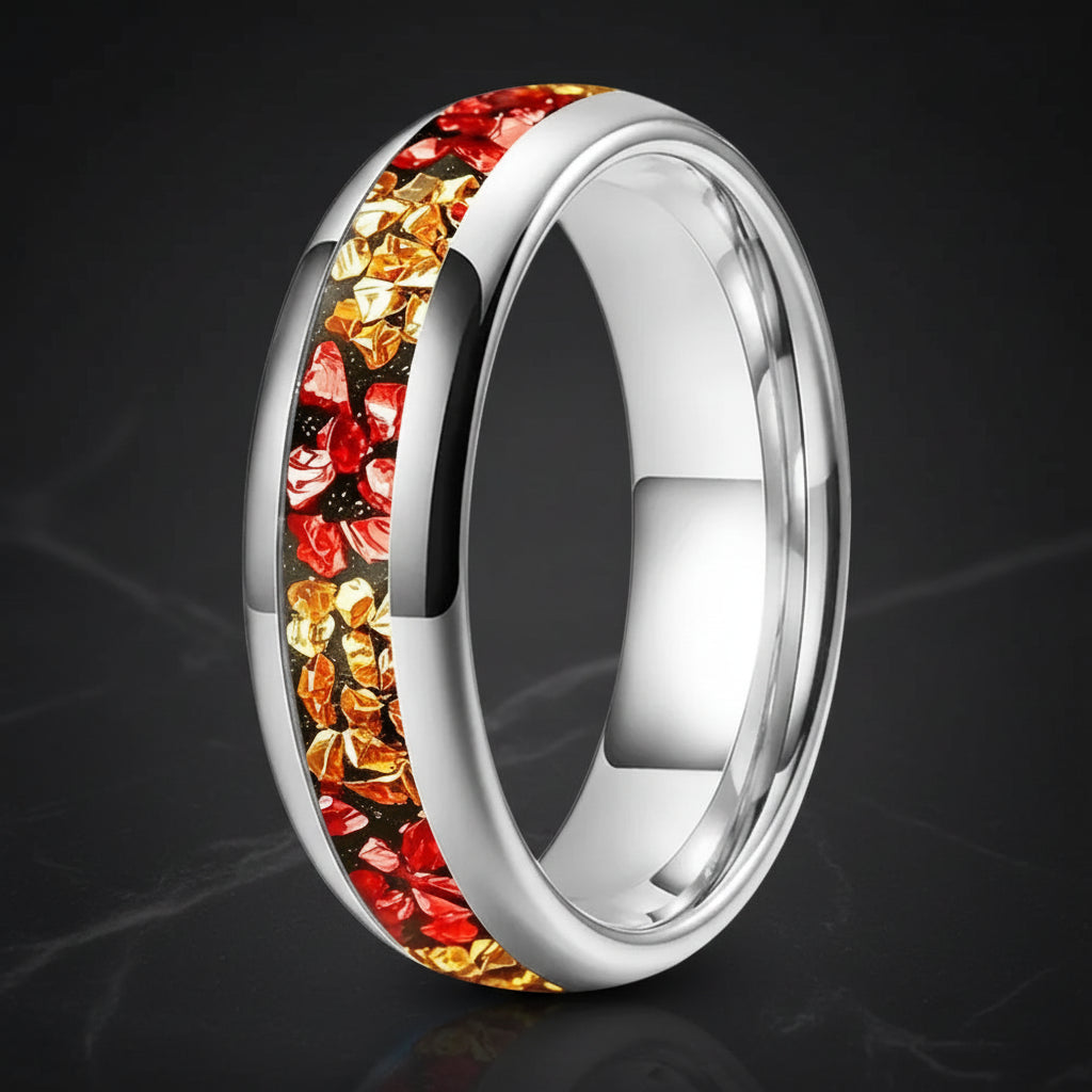 6mm Red and Gold Tungsten Ring